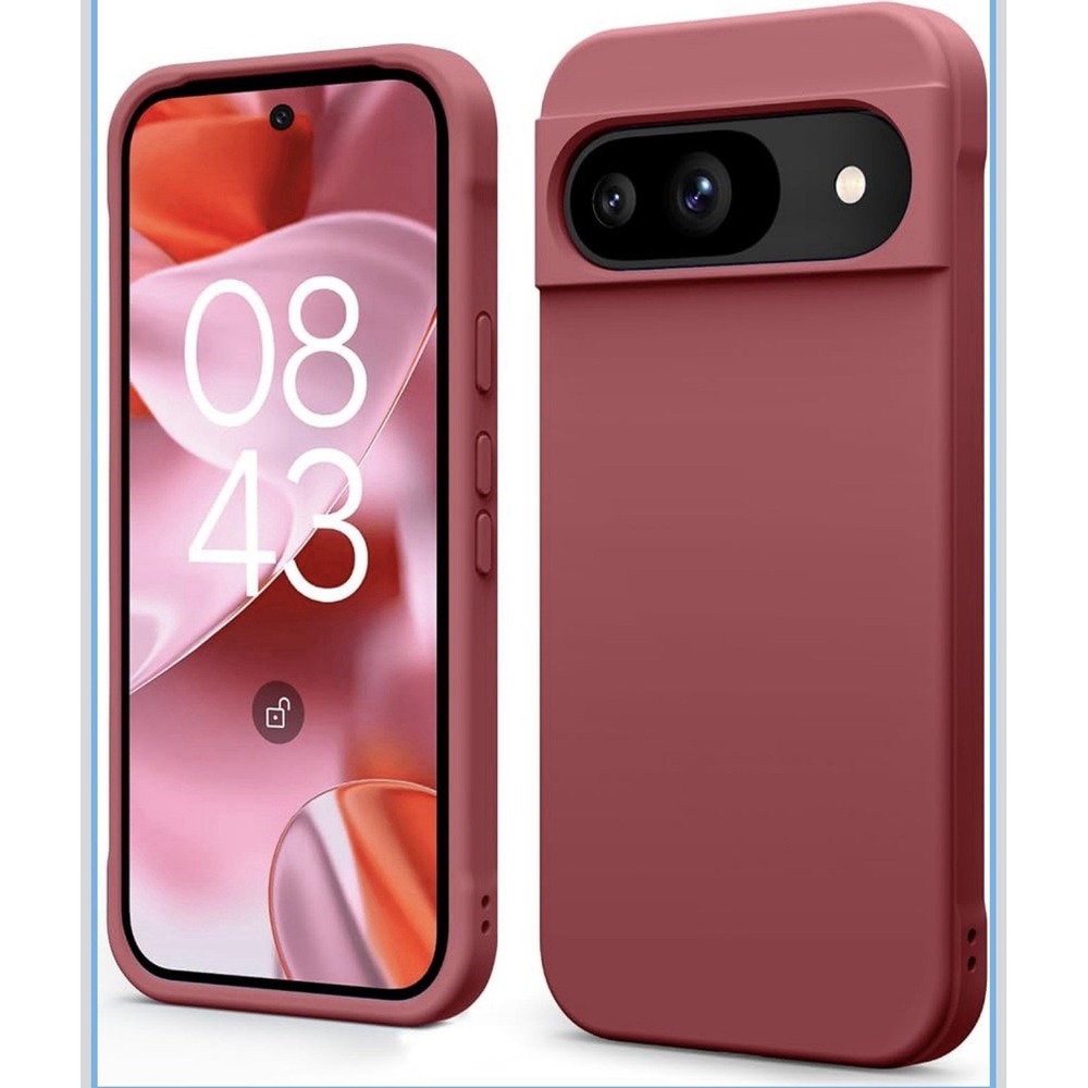 D0058-Google Pixel 9 & 9 Pro Case Shockproof Silicone Cover Rose Red Slim Fit